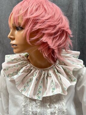 Vintage ruffle clown statement collar detachable floral